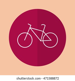 bike in flat design on a burgundy background icon