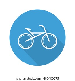 Bike flat linear long shadow icon. Cycling symbol.  Vector line illustration