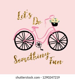 bike flower glitter text girl tee illustration art vector 