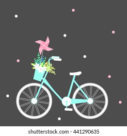 Bike with flowers.Vector illustration