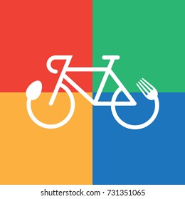 Bike and Food, healthy concept, vector. 