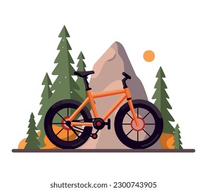 bike in forest landscape design icon isolated