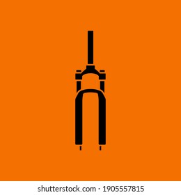 Bike Fork Icon. Black on Orange Background. Vector Illustration.
