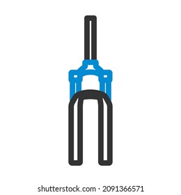 Icono de la horquilla de bicicleta. Contorno de negrita editable con diseño de relleno de color. Ilustración vectorial.