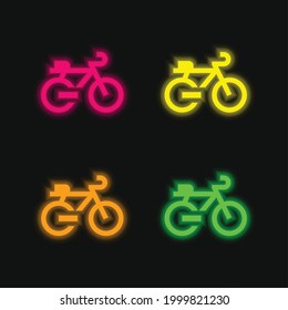 Bike four color glowing neon vector icon
