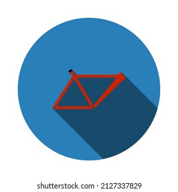 Bike Frame Icon. Flat Circle Stencil Design With Long Shadow. Vector Illustration.