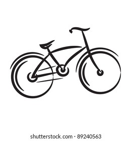 bike. freehand drawing. Icon black and white vector illustration