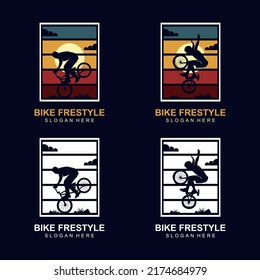 Bike freestyle logo design with shapes