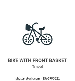 Bike with front basket vector icon on white background. Flat vector bike with front basket icon symbol sign from modern travel collection for mobile concept and web apps design.