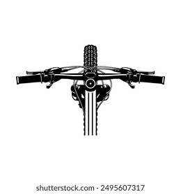 bike front top view black and white vector illustration line art