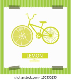 Bike. Fruit. Lemon. Template design. Vector illustration.