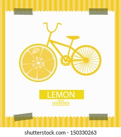 Bike. Fruit. Lemon. Template design. Vector illustration.
