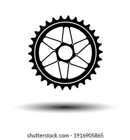 Bike Gear Star Icon. Black on White Background With Shadow. Vector Illustration.