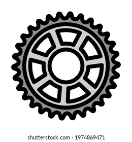Bike Gear Star Icon. Editable Bold Outline With Color Fill Design. Vector Illustration.