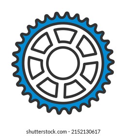 Bike Gear Star Icon. Editable Bold Outline With Color Fill Design. Vector Illustration.