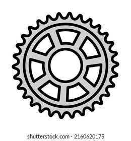 Bike Gear Star Icon. Editable Bold Outline With Color Fill Design. Vector Illustration.