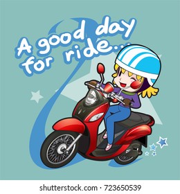 Bike girl with a red motor scooter 6