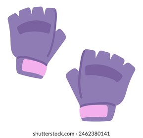 Bike gloves in flat design. Training bicycle mitts with short fingers. Vector illustration isolated.