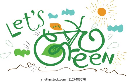 Bike. Go green icon logo symbol with bicycle wheel. Save world. vector illustration.