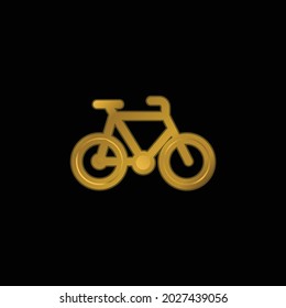 Bike gold plated metalic icon or logo vector