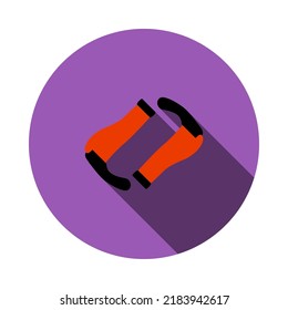 Bike Grips Icon. Flat Circle Stencil Design With Long Shadow. Vector Illustration.