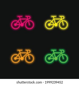 Bike Of A Gymnast four color glowing neon vector icon
