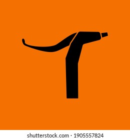 Bike HandleBar Brake Icon. Black on Orange Background. Vector Illustration.