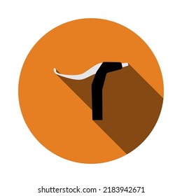 Bike HandleBar Brake Icon. Flat Circle Stencil Design With Long Shadow. Vector Illustration.