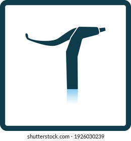 Bike HandleBar Brake Icon. Square Shadow Reflection Design. Vector Illustration.