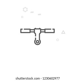 Bike Handlebar Vector Line Icon. Bicycle Spare Part Symbol, Pictogram, Sign. Light Abstract Geometric Background. Editable Stroke. Adjust Line Weight. Design with Pixel Perfection.