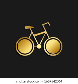 bike, healthy lifestyle, green gold icon. Vector illustration of golden dark background