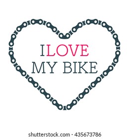 Bike heart vector with the hipster style modern urban bike in the center of illustration. 100% vector easy to edit illustration. 