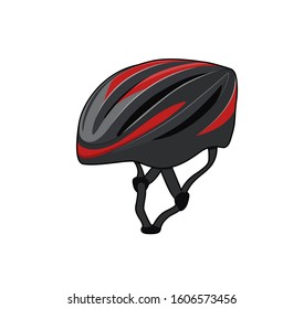Bike helmet. Bicycle head protection. Extreme sports. Vector graphic illustration. Isolated
