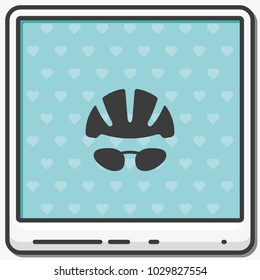 Bike helmet and glasses flat vector icon.