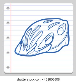 Bike Helmet Notebook School Doodle Icons Hand Made vector Illustration sketch.