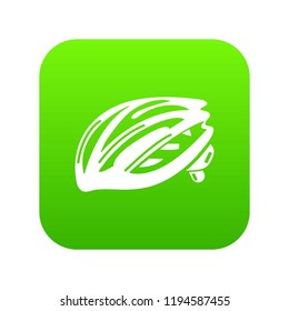 Bike helmet protection icon green vector isolated on white background