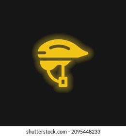 Bike Helmet yellow glowing neon icon