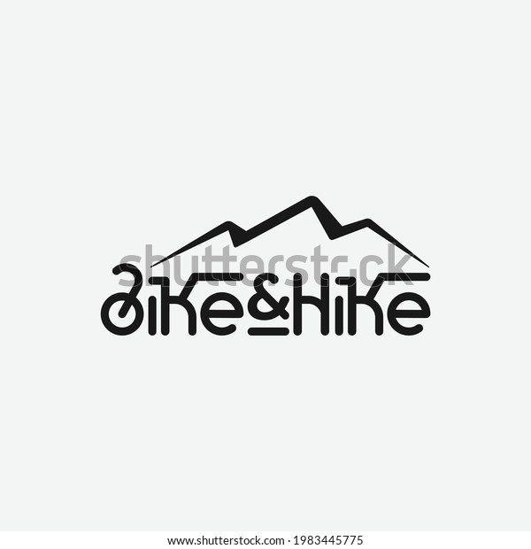 Bike and Hike Logo in a Wordmark style which\
means Cycling and Hiking. Suitable for Adventure Bikes Outdoor\
Hiking Climbing Traveling Sport Gear Club Business Brand Vintage\
Retro Hipster Logo\
Design.
