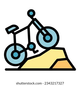 Bike hiking icon outline vector. Trip travel. Eco tourism color flat