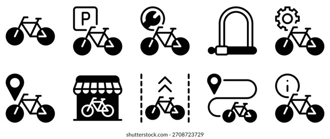 Bike hire icon solid mix style transport vector symbol for city rental app ui web urban cycling service and eco mobility design
