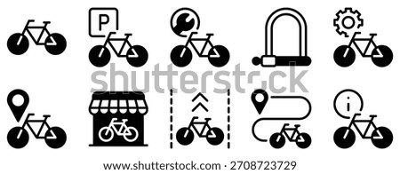 Bike hire icon solid mix style transport vector symbol for city rental app ui web urban cycling service and eco mobility design