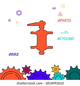Bike hub filled line vector icon, simple illustration, related bottom border.