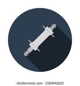 Bike Hub Icon. Flat Circle Stencil Design With Long Shadow. Vector Illustration.