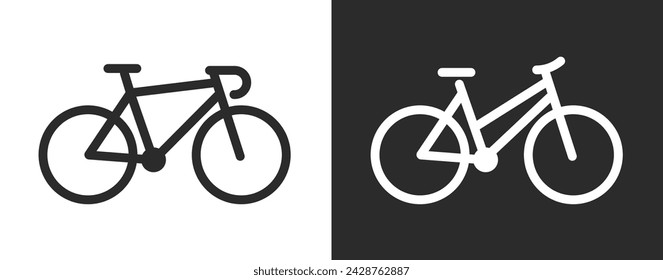 Bike icon, bicycle vector simple graphic, mountain and race sport cycle minimal symbol line outline stroke linear art design illustration set shape silhouette traffic sign image clipart