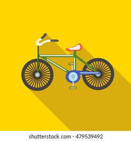 Bike icon in flat style with long shadow. Transport symbol vector illustration