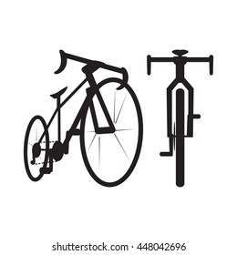 bike icon, front and bottom view, vector