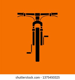 Bike icon front view. Black on Orange background. Vector illustration.