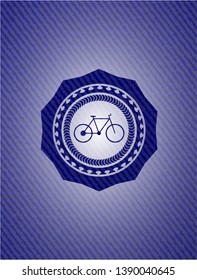 bike icon inside badge with jean texture