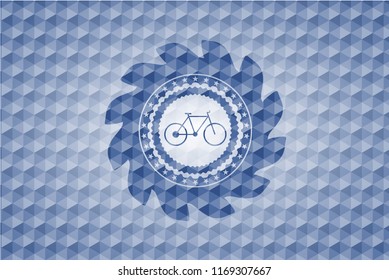 bike icon inside blue hexagon emblem.