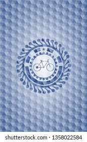 bike icon inside blue polygonal badge.